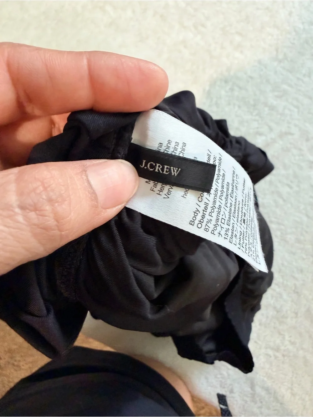 J. Crew Black Ruffle Strap u-Back One-Piece Swimsuit